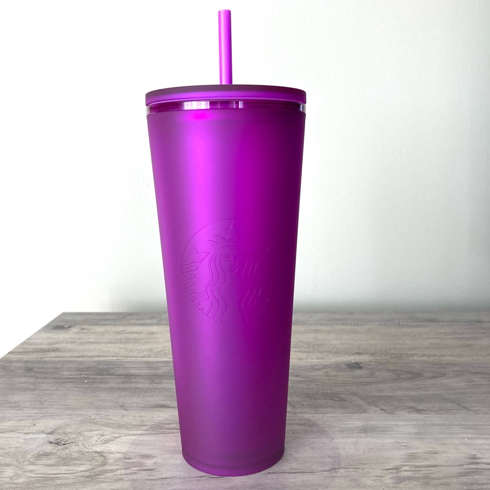 Starbucks Valentines Purple Soft Touch Cold Cup Tumbler